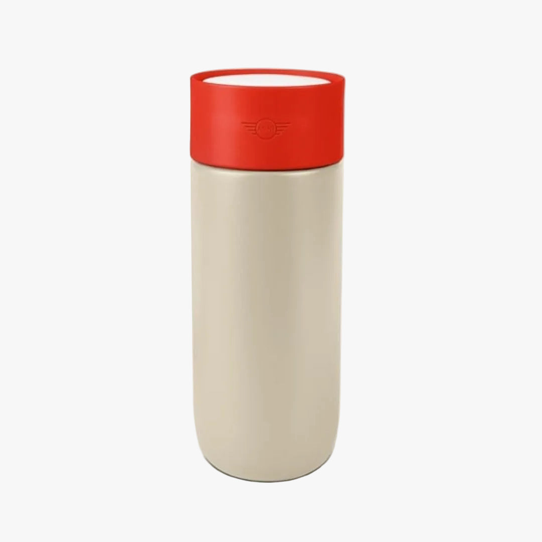 MINI - Termokrus med farveblok 500ml - Beige/rød