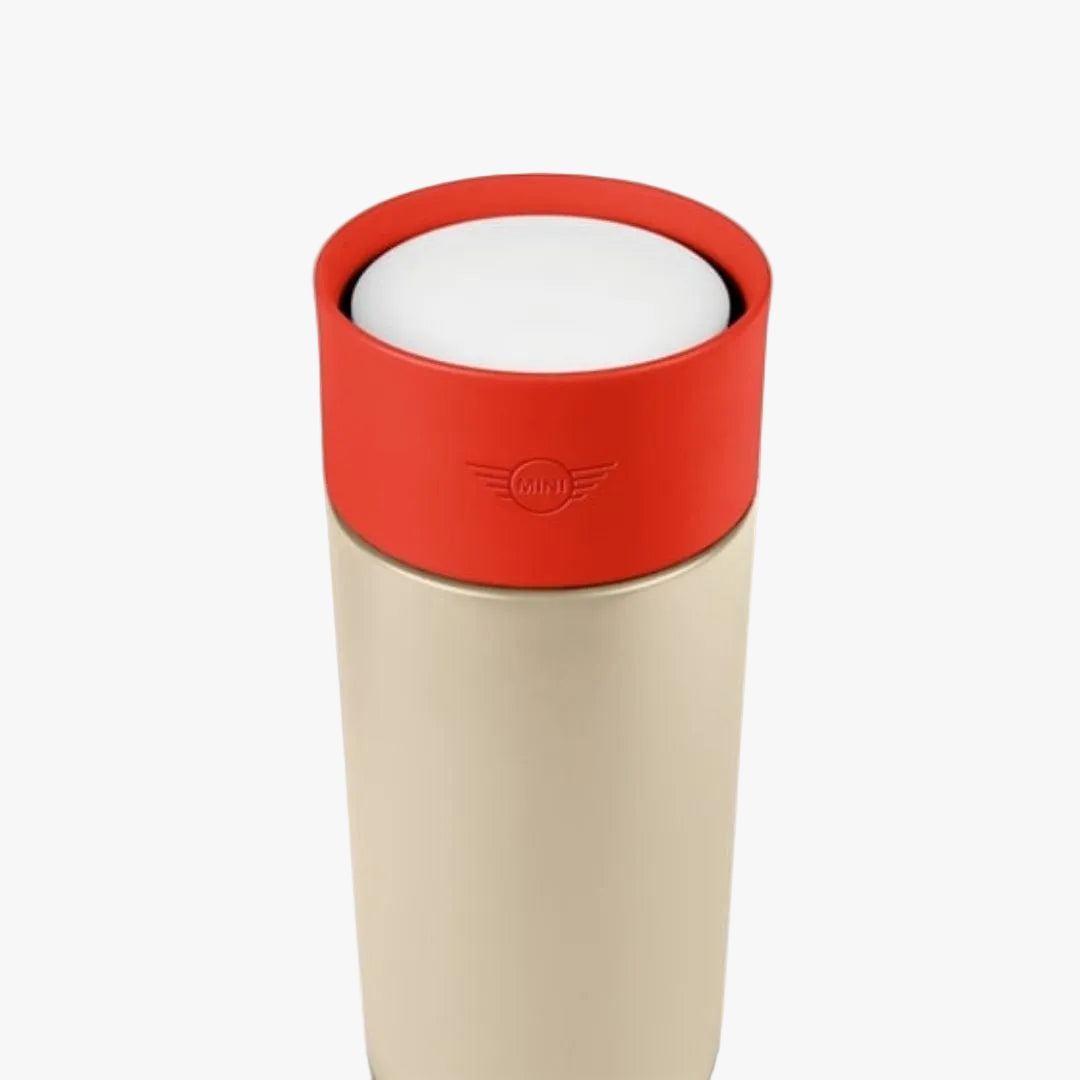 MINI - Termokrus med farveblok 500ml - Beige/rød